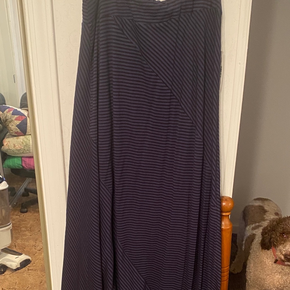 New Directions Dark Striped Maxi Skirt